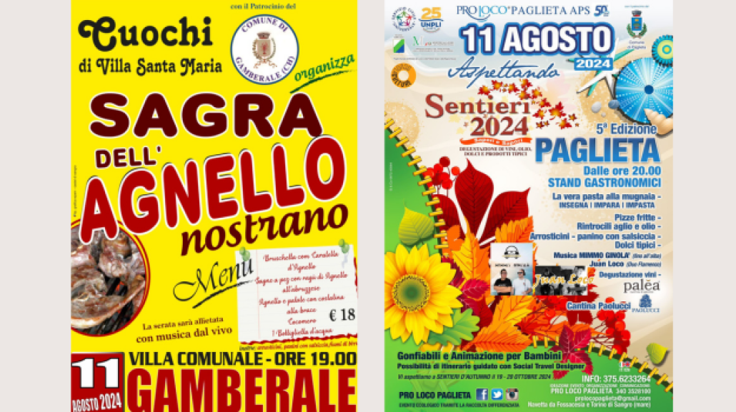 Gli appuntamenti del 11 Agosto